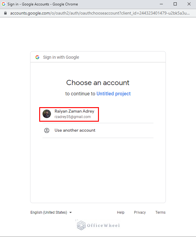 selecting email address to proceed forward